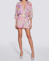 CERAN GEOMETRIC PRINT WRAP MINI JUMPSUIT  image number null